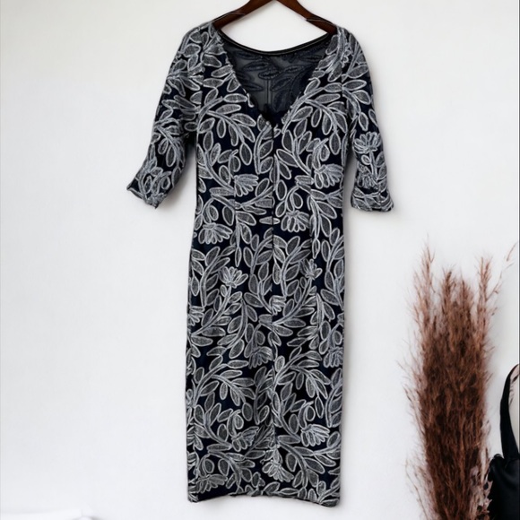 NWT JS COLLECTIONS Embroidered Soutache Elbow Sleeve Cocktail Party Dress Size 8 - Picture 6 of 16